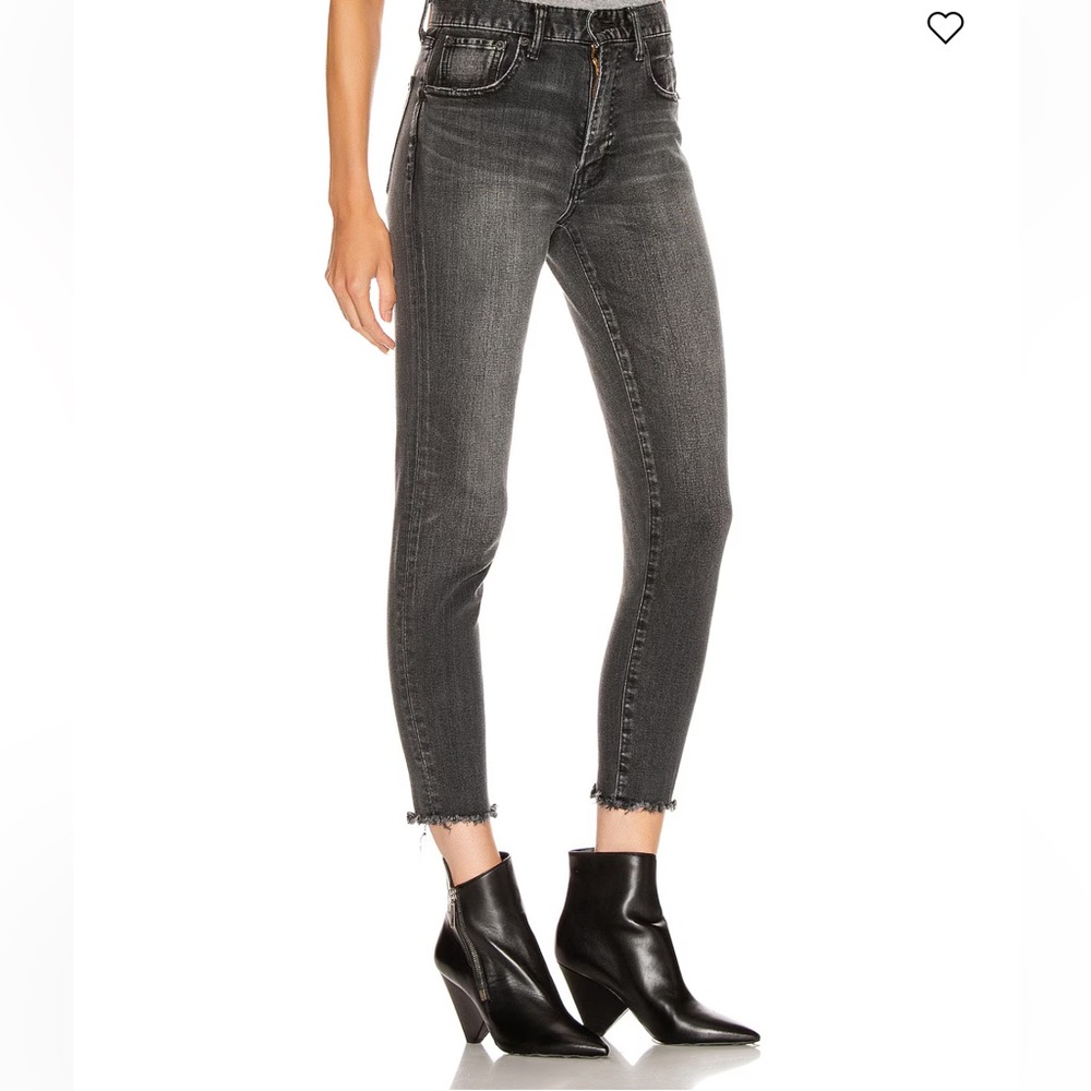 MOUSSY Vintage Westcliffe Skinny Slim Straight Distressed Black Raw Hem Jeans 29